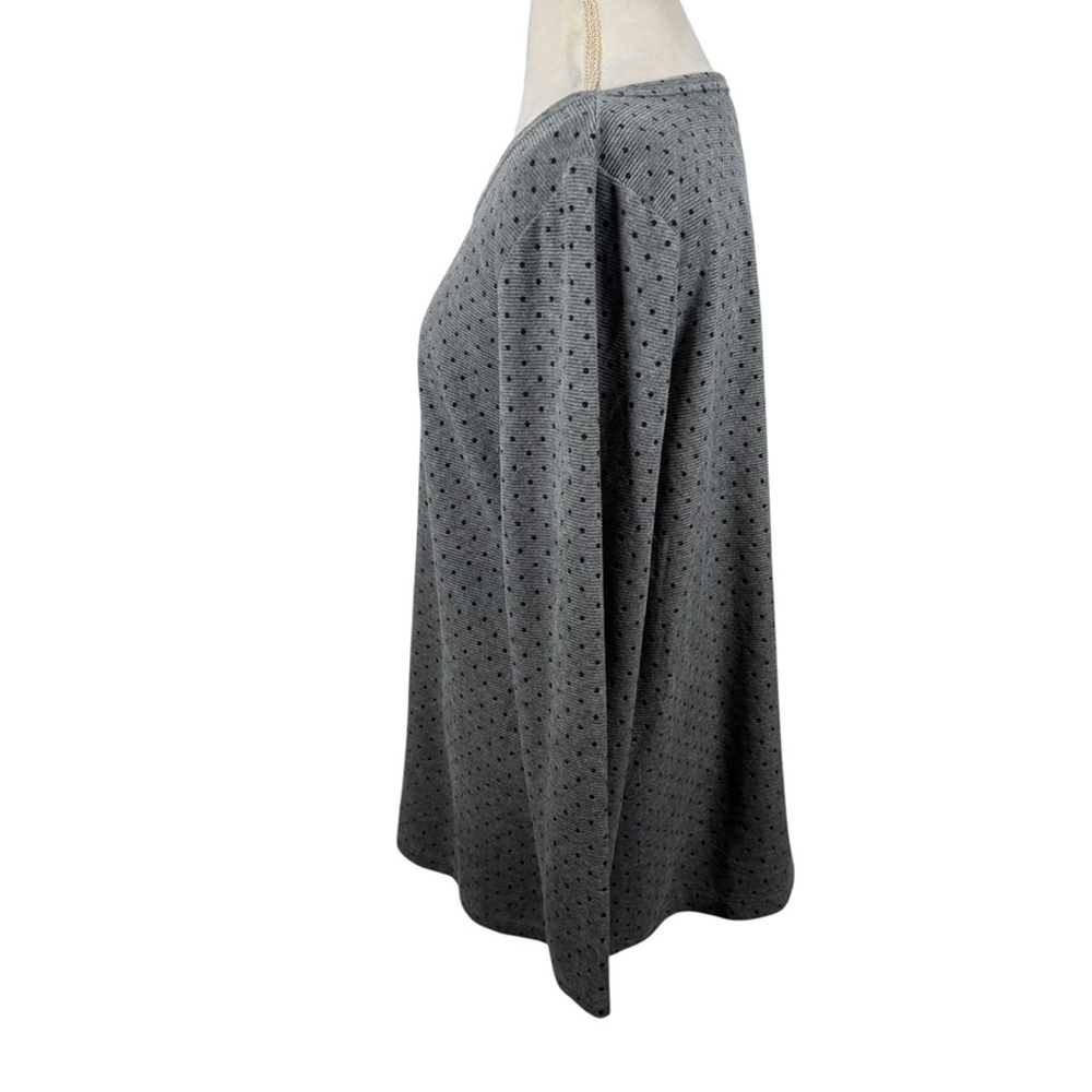 Talbots Velour Ribbed Knit Tunic Top Gray Black Polka Dot Soft Casual size XL - Picture 8 of 10